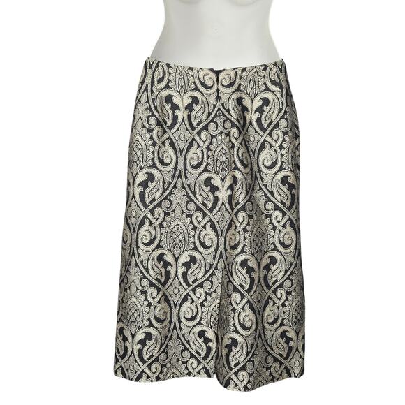 Talbots Collection Womens Size 4 Black Gold Brocade Skirt Baroque‎ Quiet Luxury - Picture 4 of 13